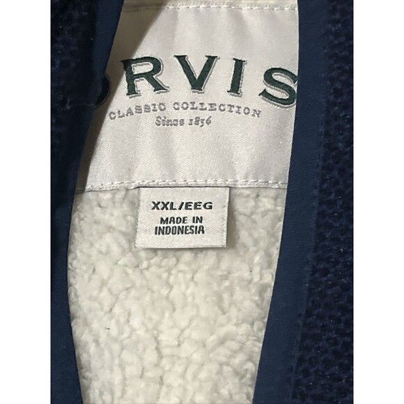 Orvis Men's Sherpa-Lined 1/4-Zip Pullover Sweater Blue 2XLarge Quarter Zip - Picture 3 of 4